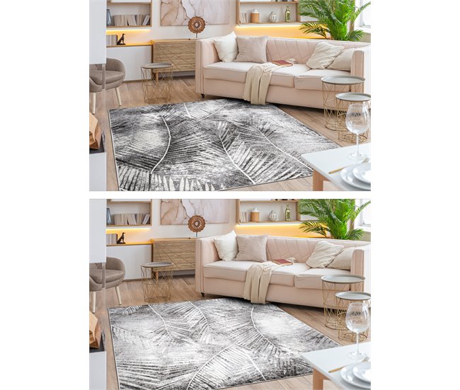 Alfombra MATEO 8035/644 círculo Moderna hojas de palma 80x150 Gris