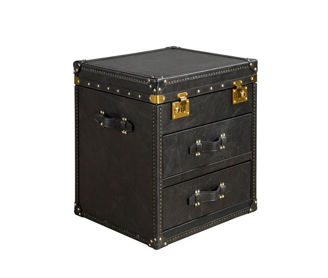 ANGEL CERDA Baúl piel 55 Negro/ Dorado