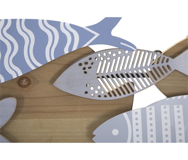 Decoración de Metal y Madera Pez 10 Multicolor