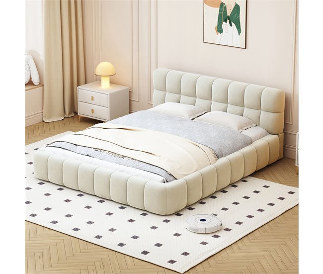 Cama, cama juvenil, cama doble, cama plana 150x213 Beige