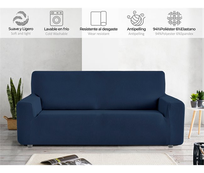 Vipalia Funda de Sofá Elástica Adaptable. Modelo Rustica. Azul