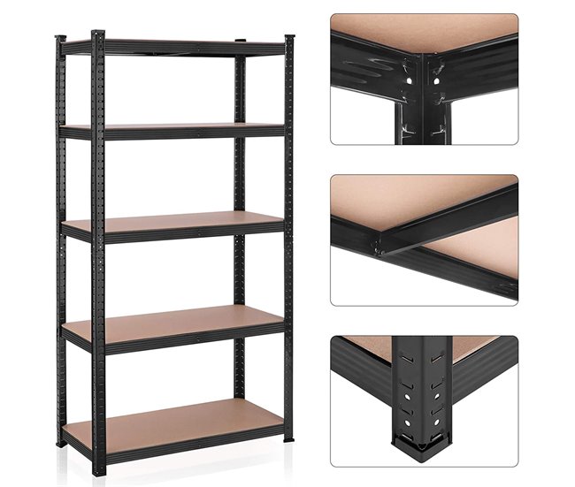 Estantería industrial Negro/ Madera