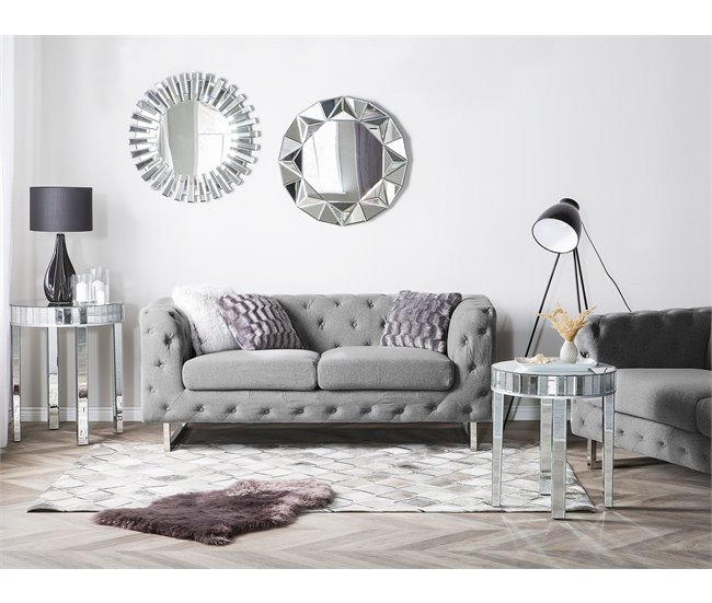 Beliani Sofá de 2 plazas Poliéster VISSLAND Beige