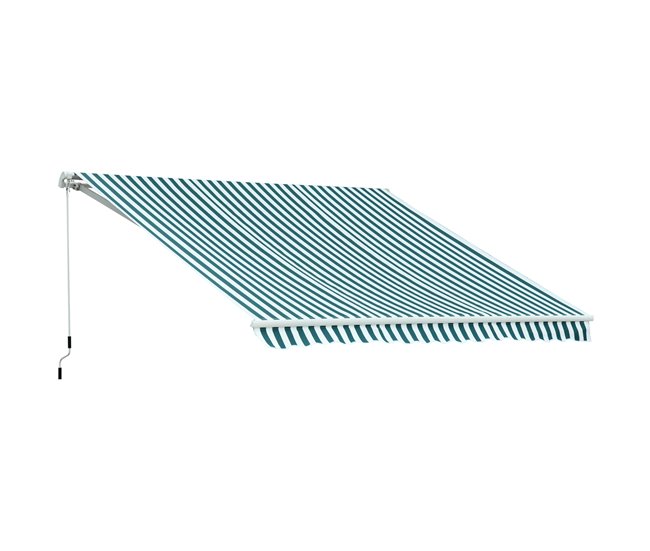 Toldo Manual Plegable Tela de poliéster, aluminio Outsunny 295x250 Verde