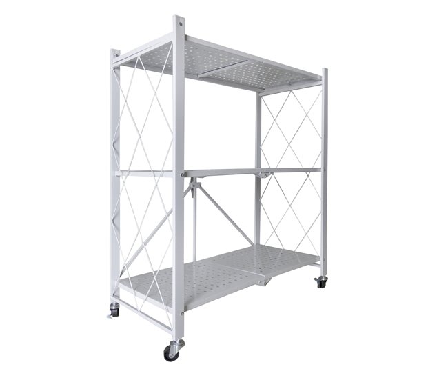Estantería de Almacenaje Multiusos Plegable con Ruedas 35 Blanco