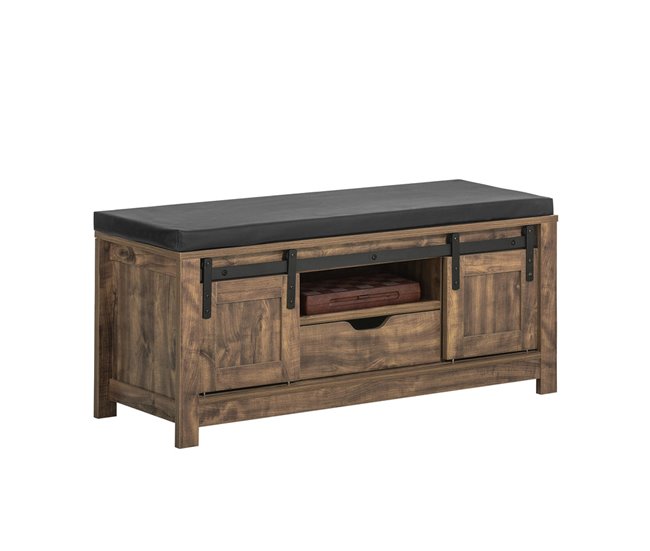 Banco Zapatero con Puerta corrediza de Granero FSR118-N SoBuy Madera