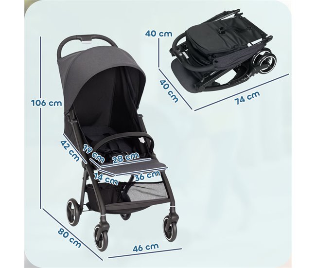 Carrito para Bebé Tela Catiónica, Metal AIYAPLAY Gris