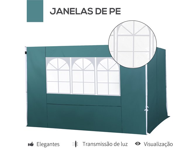 2 Paredes Parte Laterales Tela Oxford Outsunny 300x200 Verde