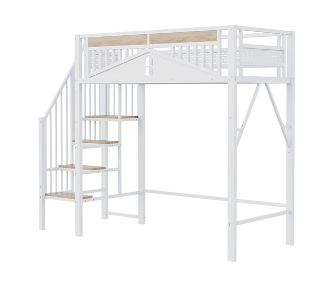 Cama alta para niños 95x255 Blanco
