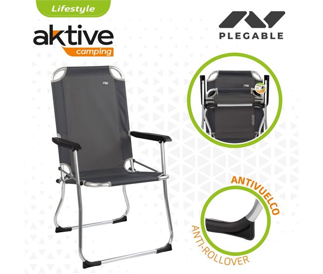 Silla plegable de aluminio fija Aktive Gris