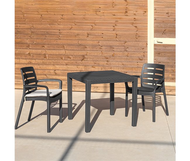 Mesa Exterior - Dakar 79x79 Negro/ Gris