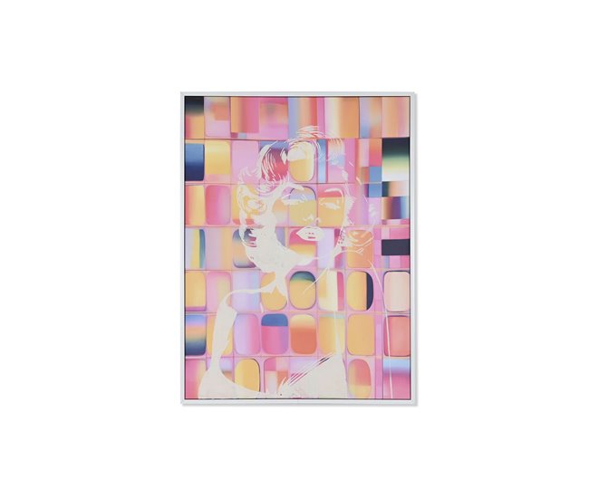 Conforama Cuadro Home ESPRIT Amarillo Azul Blanco Rosa Poliestireno Lienzo Moderno 94 x 4 x 123 5 cm (2 Unidades)