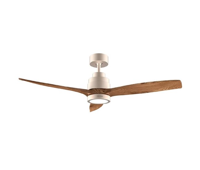 Cecotec Ventilador de techo con luz EnergySilence Aero 5295 GoldW Blanco/ Madera