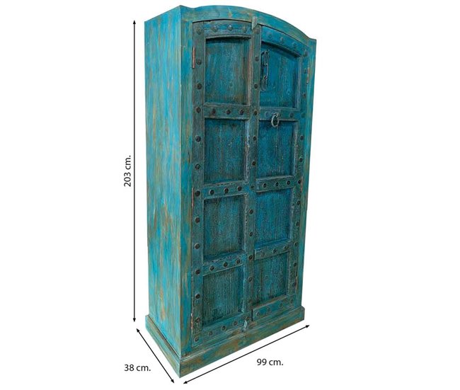 Armario de madera acabado artesanal Azul