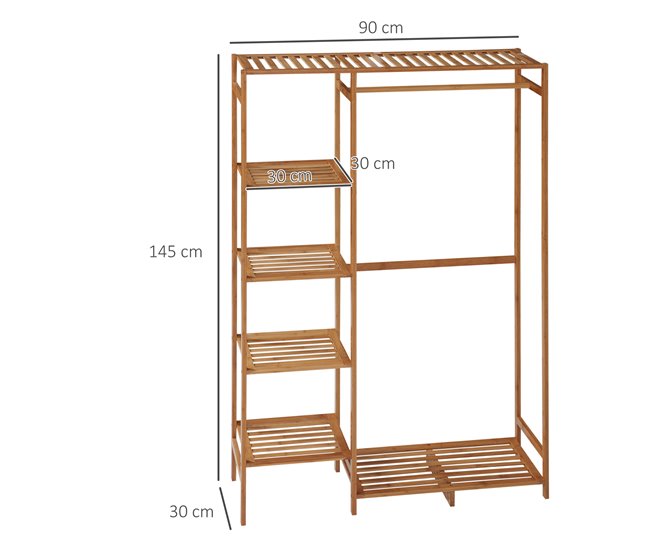 Perchero de Ropa Bambú HOMCOM, hogar - muebles de recibidor Marron