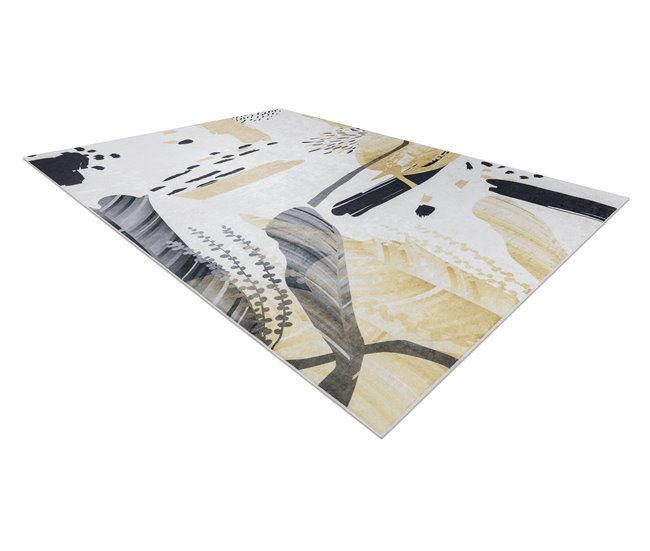 Alfombra lavable ANDRE 1097 Abstracción 80x150 Blanco/ Gris