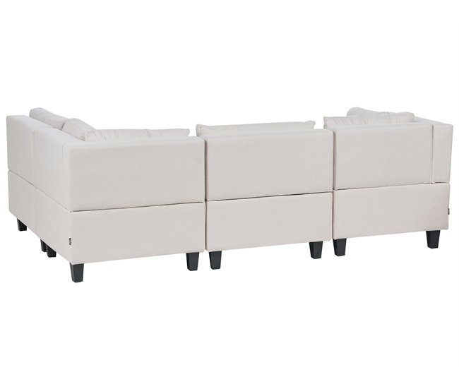 Beliani Sofá modular esquinero con reposapiés Poliéster UNSTAD Beige