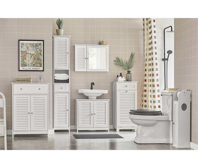 Mueble para Ropa Sucia con 1 Cesto y 1 Cajón BZR73-W SoBuy Blanco