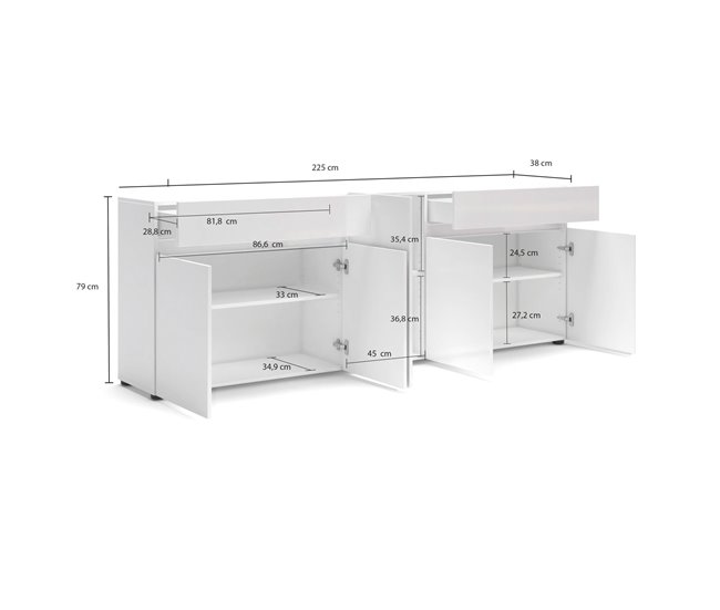 Aparador com efeito madeira Blanco