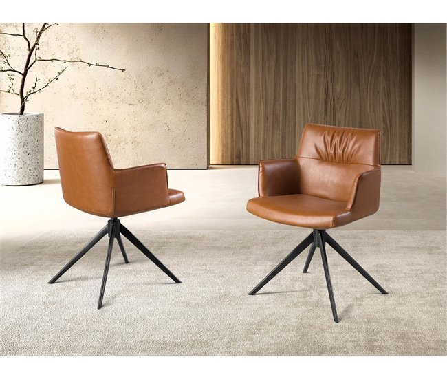 ANGEL CERDA Silla giratoria polipiel marrón coñac Marron