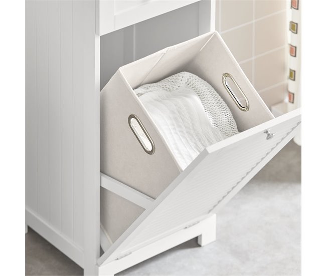 Mueble para Ropa Sucia con 1 Cesto y 1 Cajón BZR73-W SoBuy Blanco