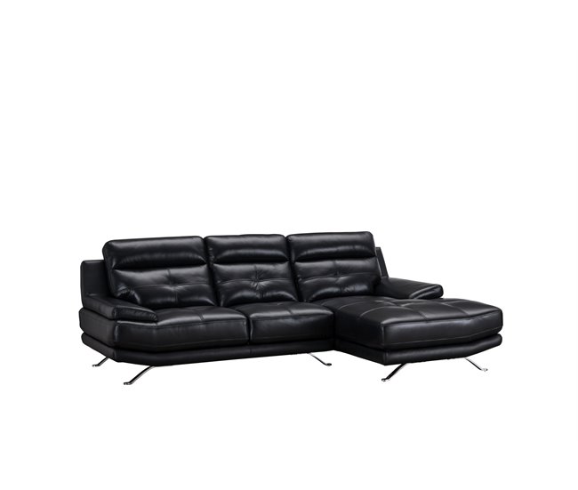 Chaise longue de piel HAWAI Negro