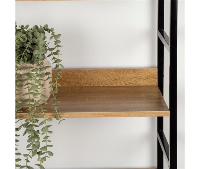 Max Home Estantería madera 4 estantes Negro/ Madera