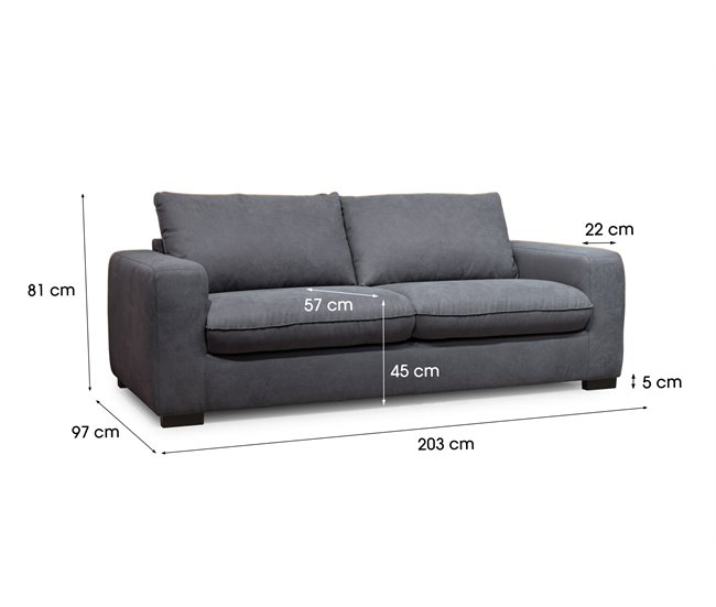 Sofá 3 plazas fijo SWEET Azul