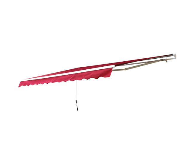Toldo Manual Plegable Poliéster, Metal Outsunny 395x245 Rojo