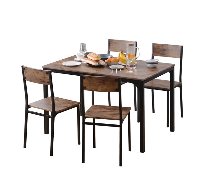 Conjunto de mesas y sillas de comedor Marron