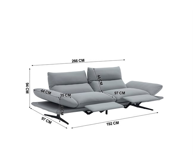 Sofá relax eléctrico AGATA Gris