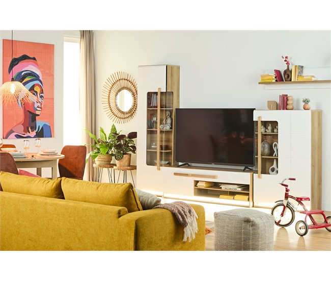 Mueble tv 1 puerta 1 cajón MONTREAL  Blanco Brillo