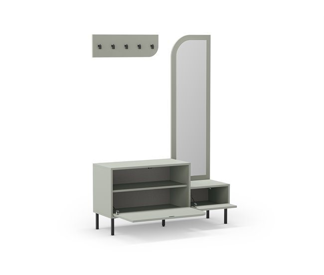 Mueble recibidor zapatero con espejo BEA Verde