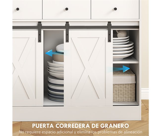 Alacena de Cocina Melamina de Madera HOMCOM, hogar - cocina Blanco