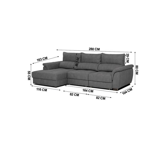 Chaise longue con cama BENSON Antracita