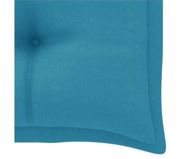 Banco de jardín madera maciza de teca y cojín 112x55 Azul Claro