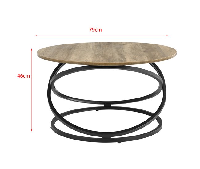 Mesa de centro Dunedin aglomerado metal Madera