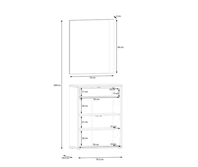 Recibidor con espejo color terracota ALICE Terracota