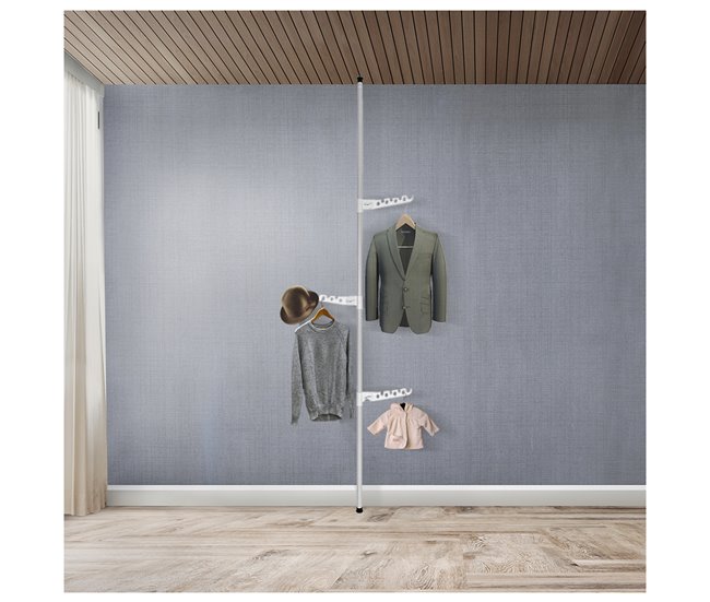 Acomoda Textil – Perchero de Ropa Vertical de Suelo a Techo. Blanco