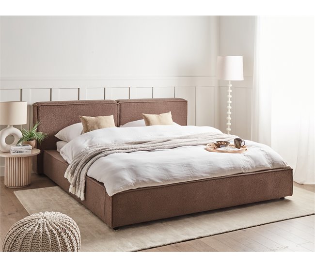 Beliani Cama con somier Bouclé LINARDS 210x242 Blanco