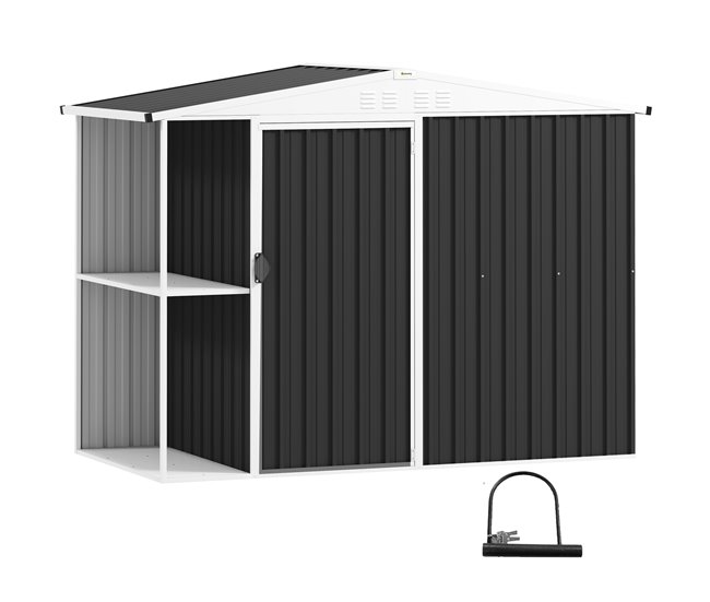 Caseta de Jardín Acero Galvanizado Outsunny Gris