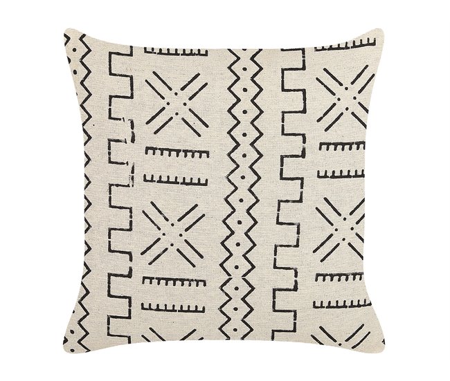 Beliani Cojín decorativo MYRICA Blanco/ Beige