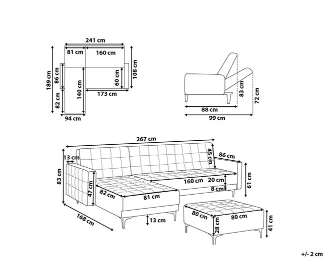 Beliani Sofá modular Poliéster ABERDEEN Gris Oscuro