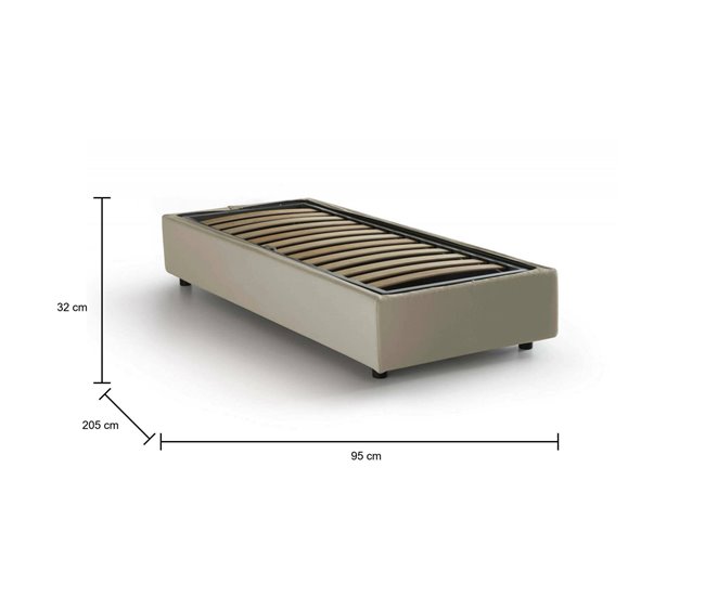 Cama individual en tela Beige