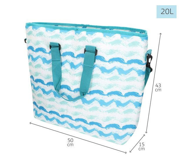 Aktive bolsa térmica 20L olas con asas y bandolera Azul