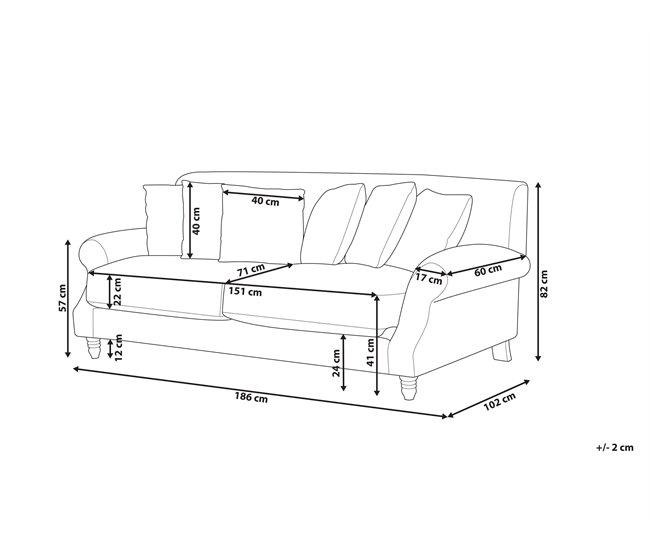 Beliani Sofá de 2 plazas Bouclé EIKE Crema