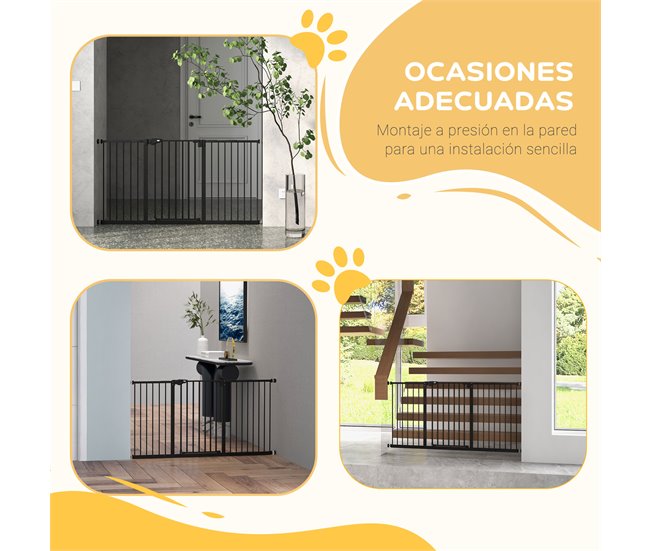 Barrera de Seguridad Metal, Plástico PawHut Negro