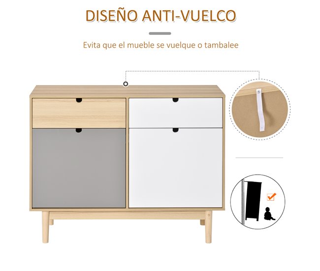 Aparador Auxiliar MDF HOMCOM, hogar - muebles de comedor 100 Multicolor