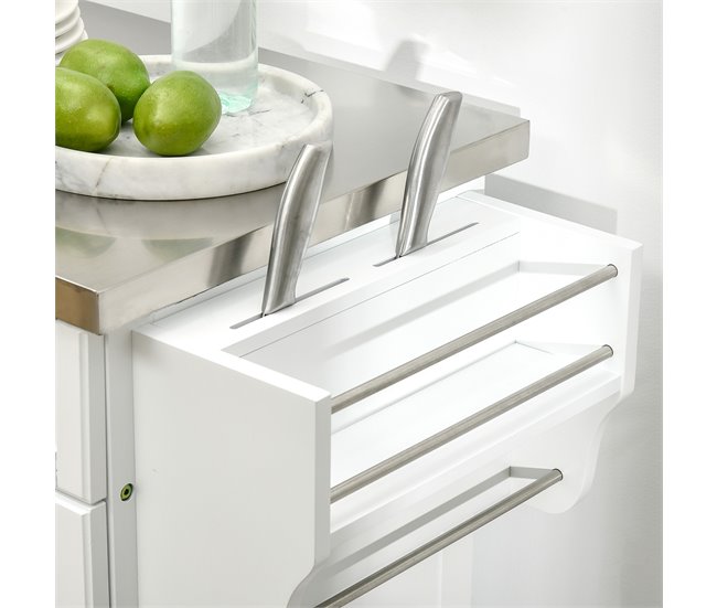 Isla de Cocina MDF, Melamina de Madera HOMCOM, hogar - cocina Blanco