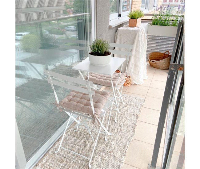 Conjunto de Terraza Plegable Metálico de 2 Sillas y Mesa Bistreau Blanco